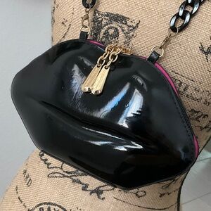 Betsey Johnson Black Lip Mini Bag